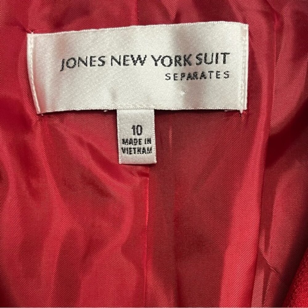 Jones New York Red Black Trim Blazer Jacket Size 10 - Picture 4 of 8